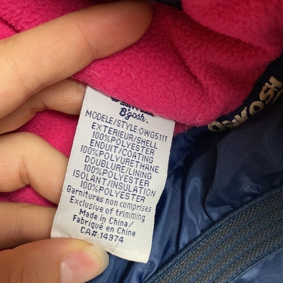 OSHKOSH B'gosh (Girls) Navy Blue and Pink Winter Jacket with Fur Detachable Hood - Picture 15 of 17